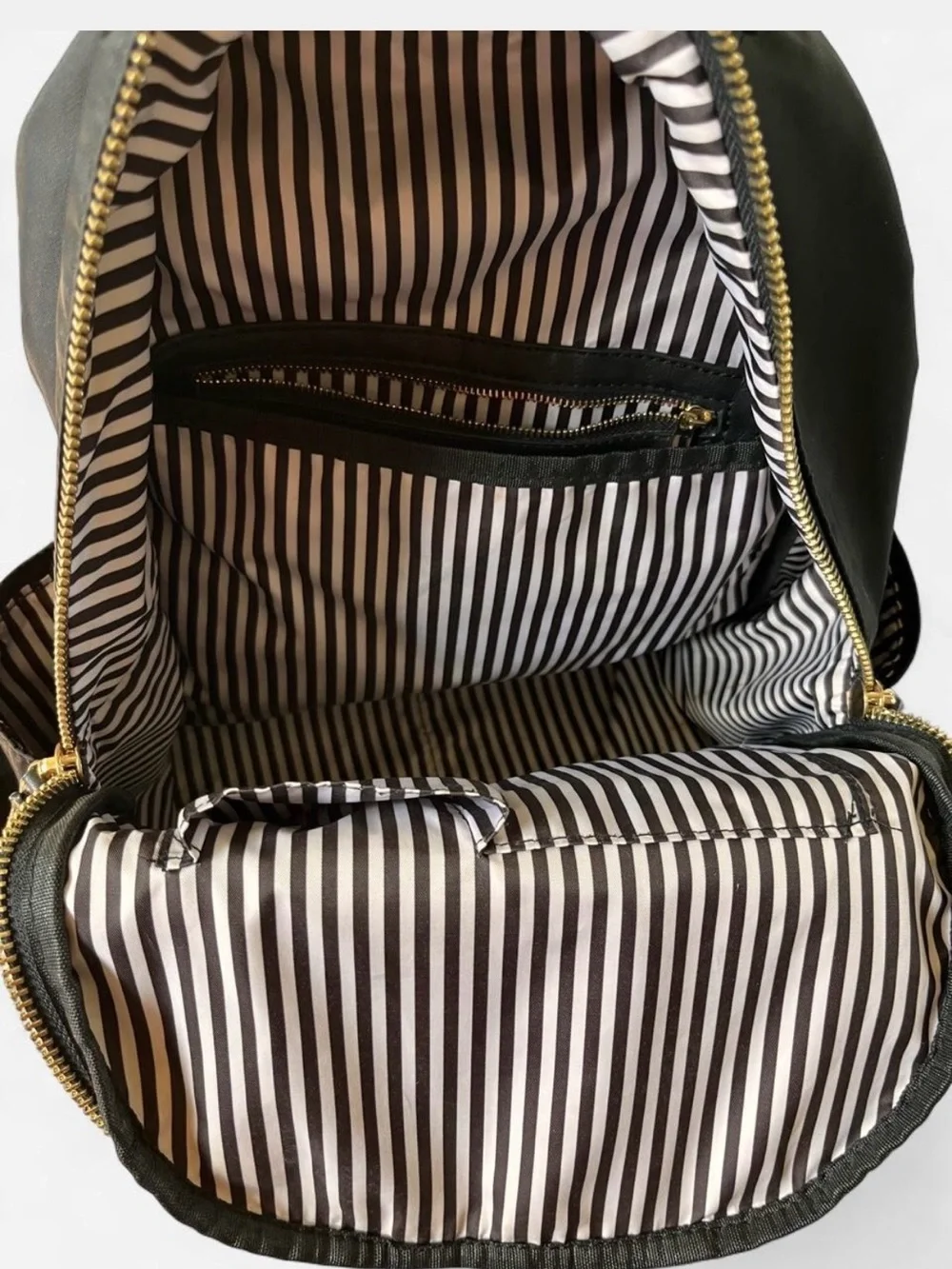 MMS Design Studio Black Nylon Backpack with Gold Accents